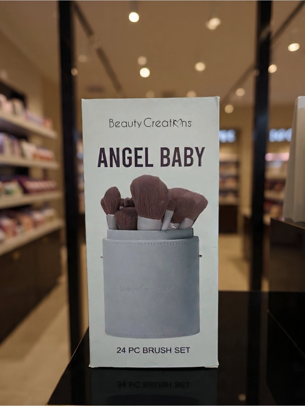 Beauty Creations Angel Baby Brush Set - Gray Holder & Mauve Bristles